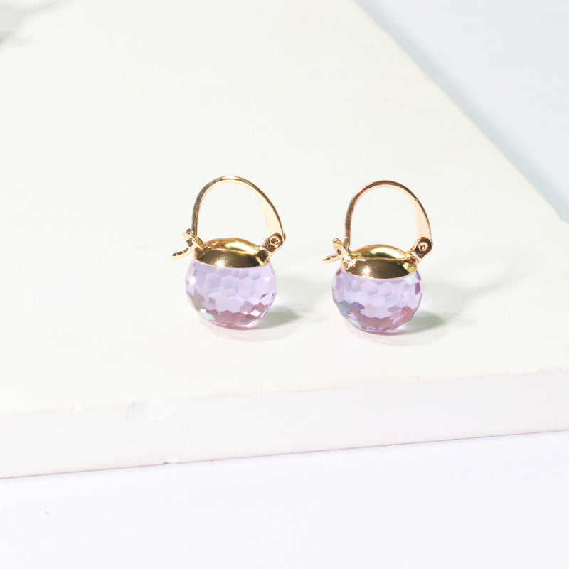 Boucles d'oreilles rondes en cristal élégantes pour femmes européennes et américaines.