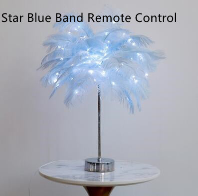 Lampe à plumes, lampe de bureau nordique, lampe de chevet de style européen, lampe de table à plumes, lumière nocturne, décoration moderne de lampe de table.