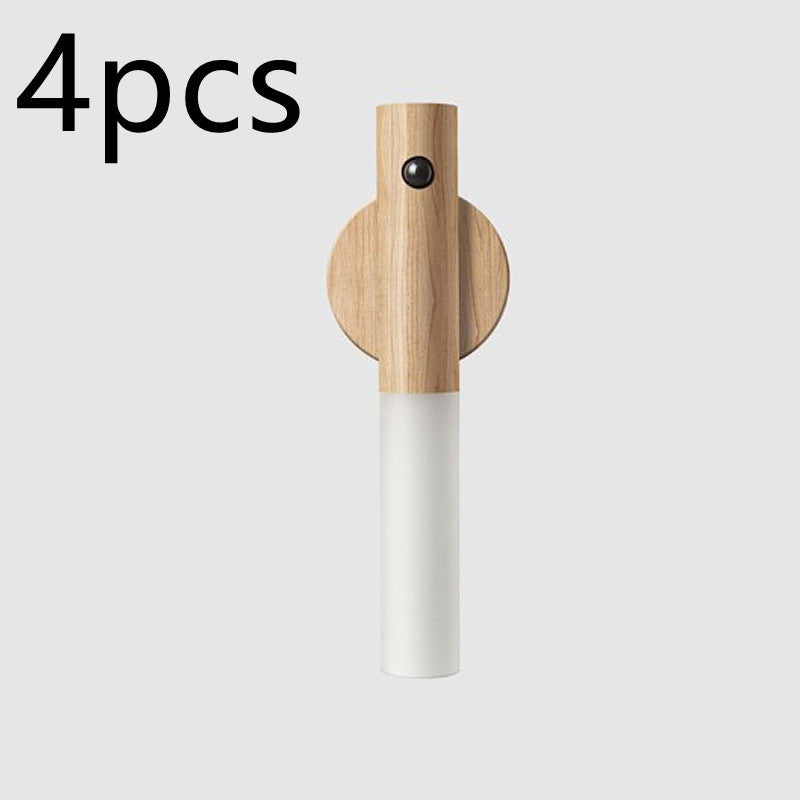 Lumière de nuit sans fil en bois magnétique USB LED pour couloirs, lumières de porche, lampe murale avec capteur de mouvement PIR, lampe de cabinet.