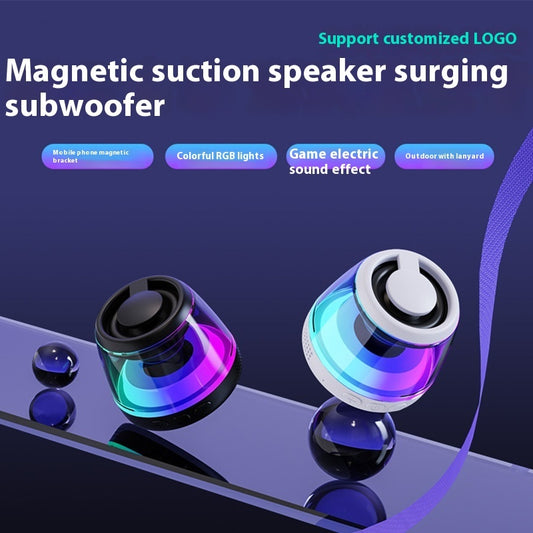 Enceinte mini Bluetooth magnétique avec lumière d'ambiance sans fil portable.