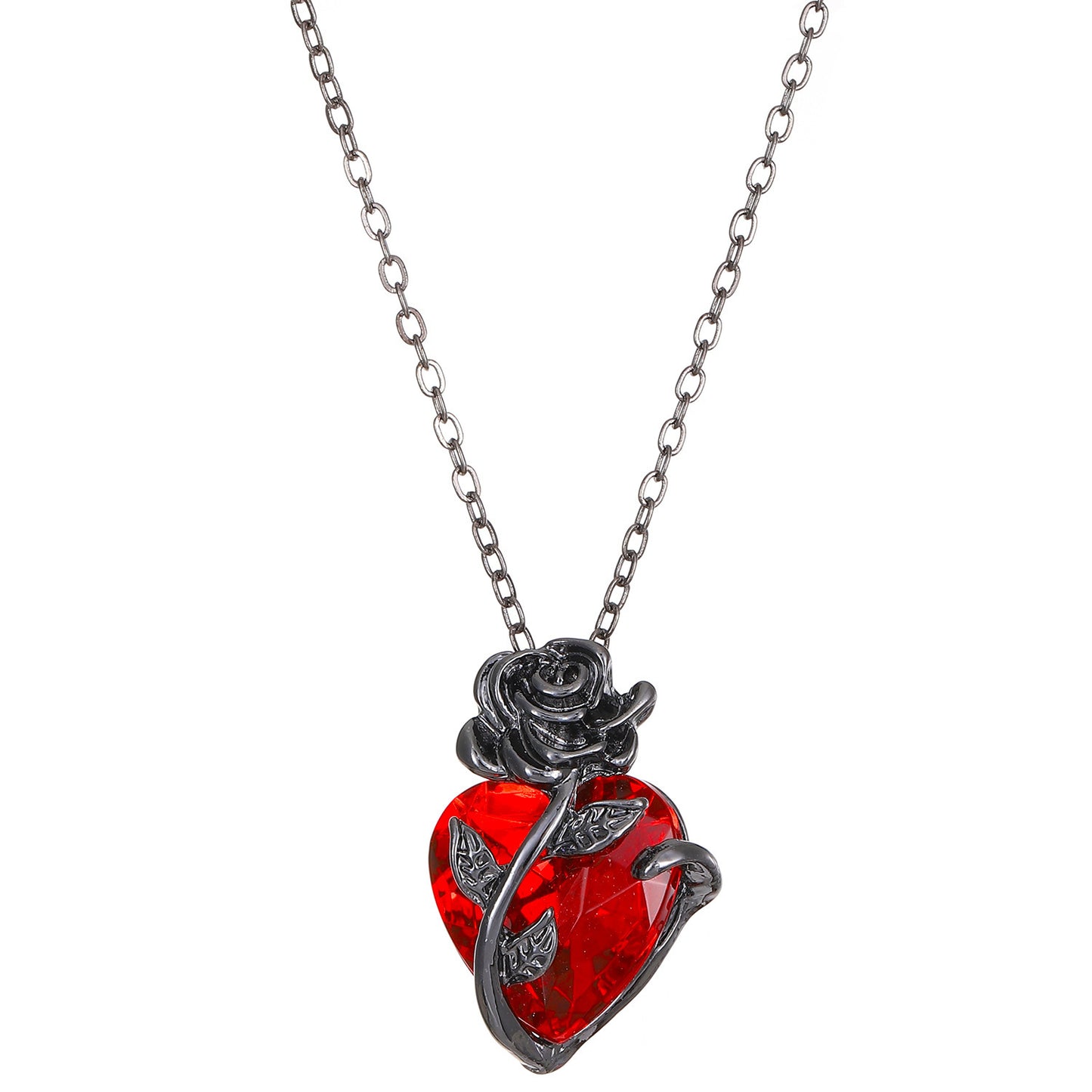 Collier Punk Rose Love, bijou de mode, pendentif en forme de cœur sur chaîne clavicule, pour la Saint-Valentin.