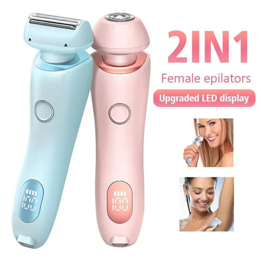 Épilateur 2 en 1, tondeuse rechargeable USB pour femmes, rasoir pour le corps, le visage, les jambes, les aisselles, le bikini, les mains et le pubis.