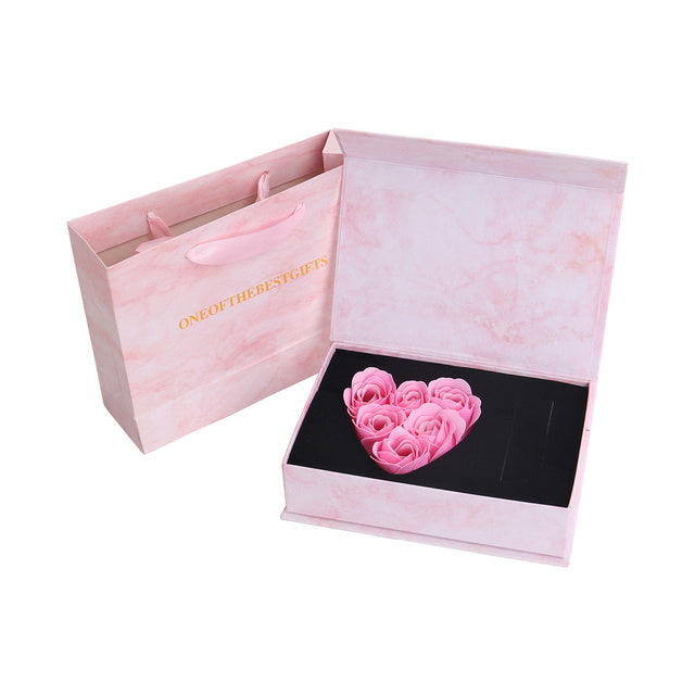 Coffret cadeau de roses pour la fête des mères Fleur de savon Fenêtre de rosace artificielle