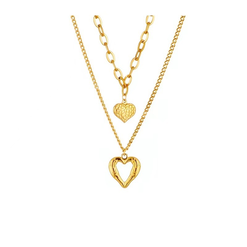 Collier d'amour en acier titane ailes d'ange plis irréguliers 2 collier d'amour en forme de cœur pour femmes accessoires de fête de charme bijoux de mode de haute qualité pendentif cadeaux