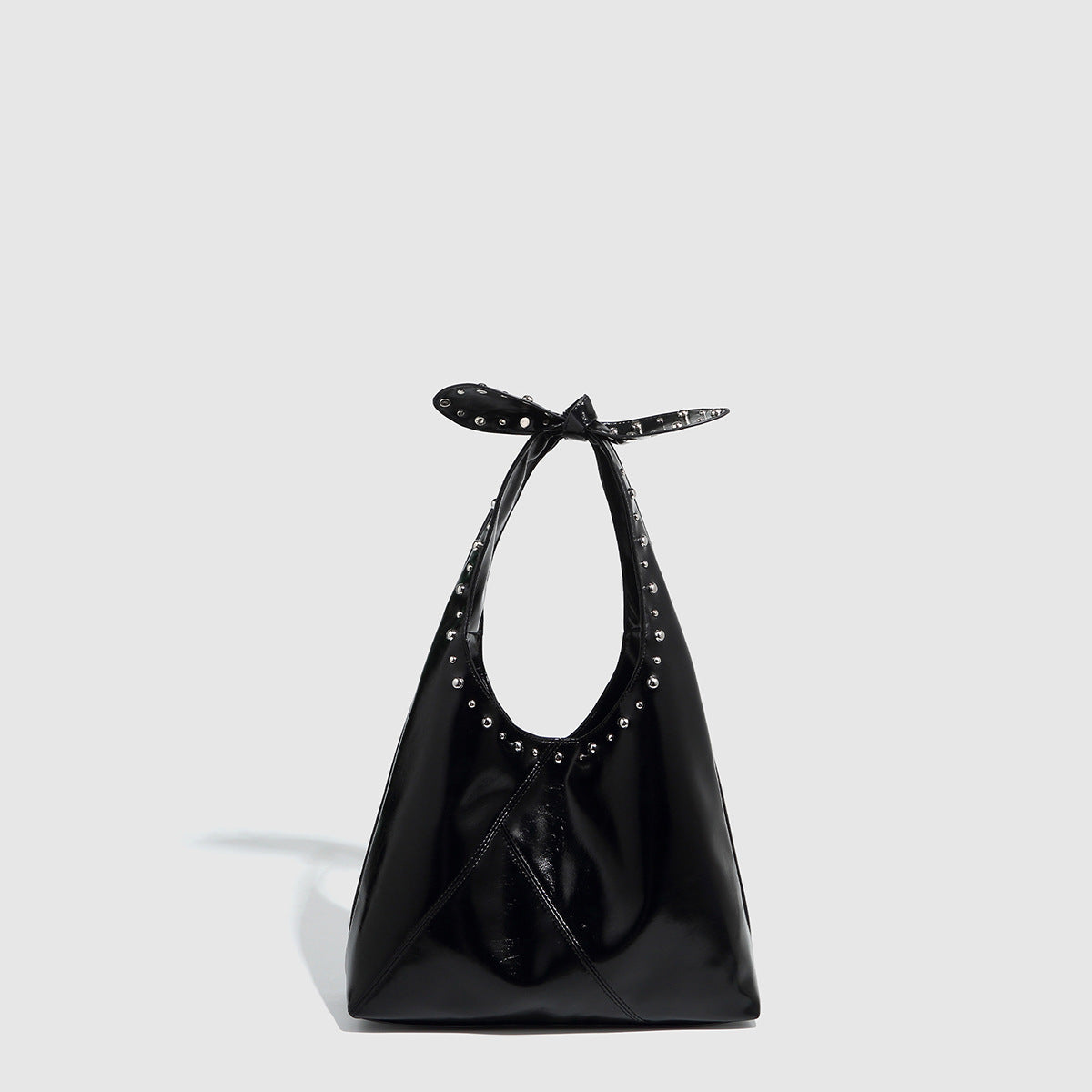 Sac fourre-tout à rivets et nœud, sac seau pour femme