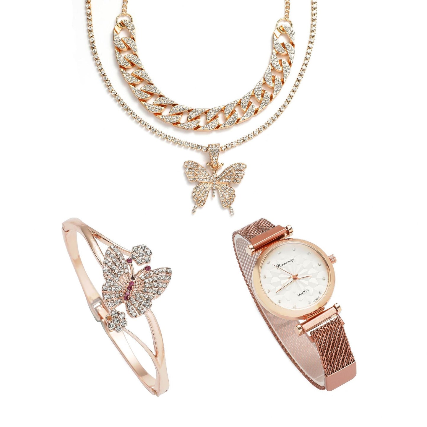 Coffret cadeau ensemble montres à quartz et bijoux pour femme