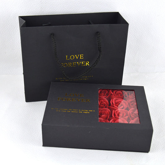 Coffret cadeau de roses pour la fête des mères Fleur de savon Fenêtre de rosace artificielle