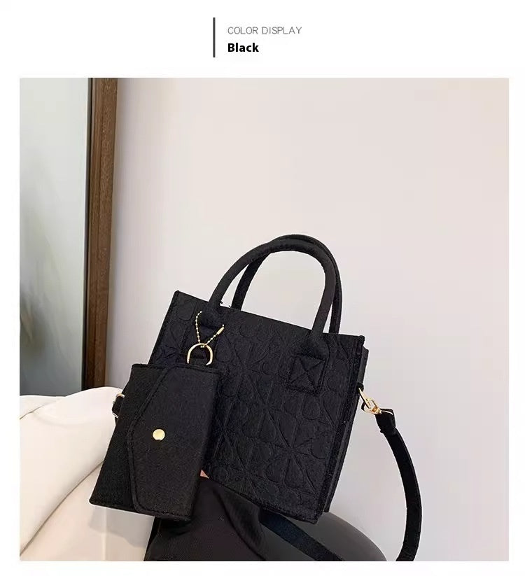 Petit sac à main simple pour femme, sac à bandoulière en feutre tendance