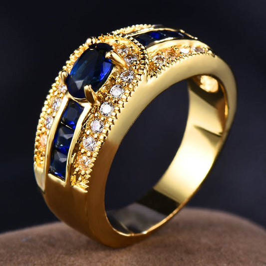 Bague en zircon bleu plaqué 18k pour femmes de mode OL - KaoKao