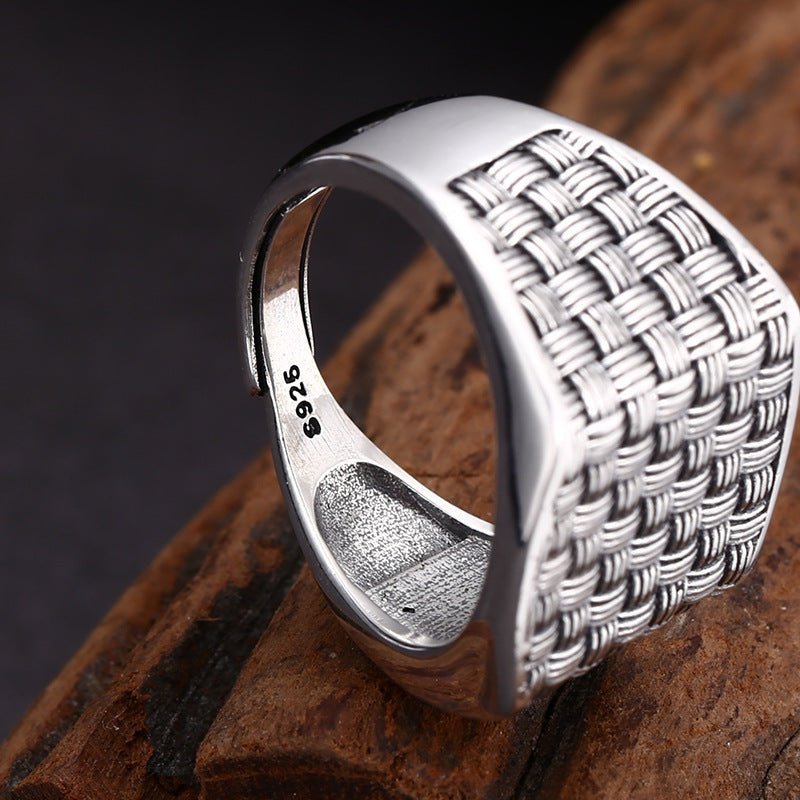 Bague tissée carrée en argent sterling 925 - KaoKao