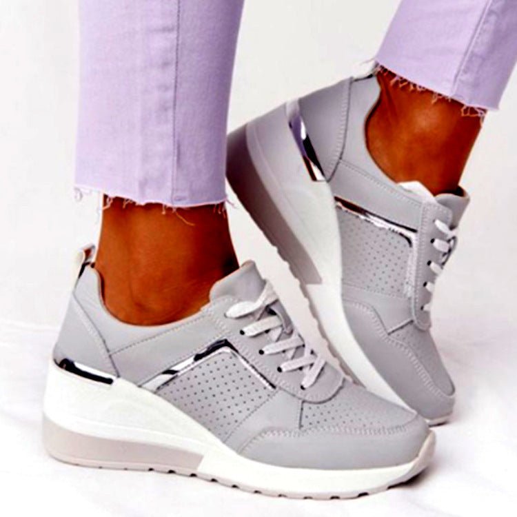 Baskets à plateforme et talon compensé, chaussures décontractées à lacets et maille - KaoKao