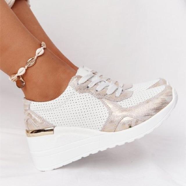Baskets à plateforme et talon compensé, chaussures décontractées à lacets et maille - KaoKao