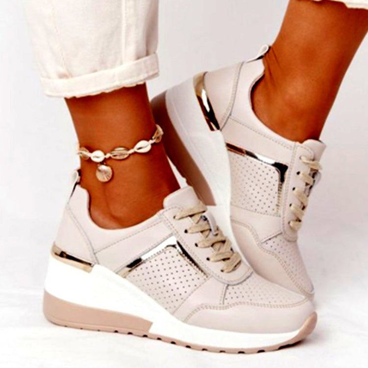 Baskets à plateforme et talon compensé, chaussures décontractées à lacets et maille - KaoKao