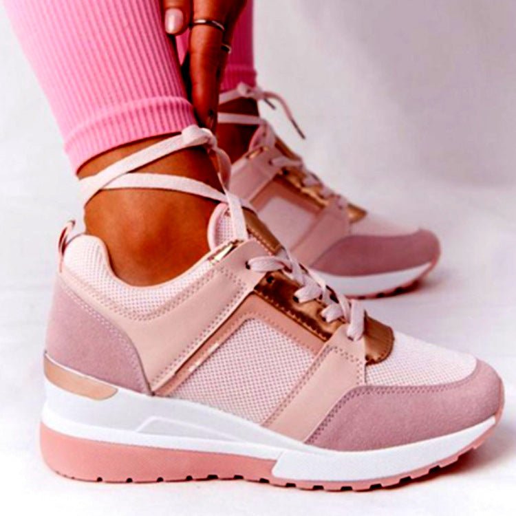 Baskets à plateforme et talon compensé, chaussures décontractées à lacets et maille - KaoKao