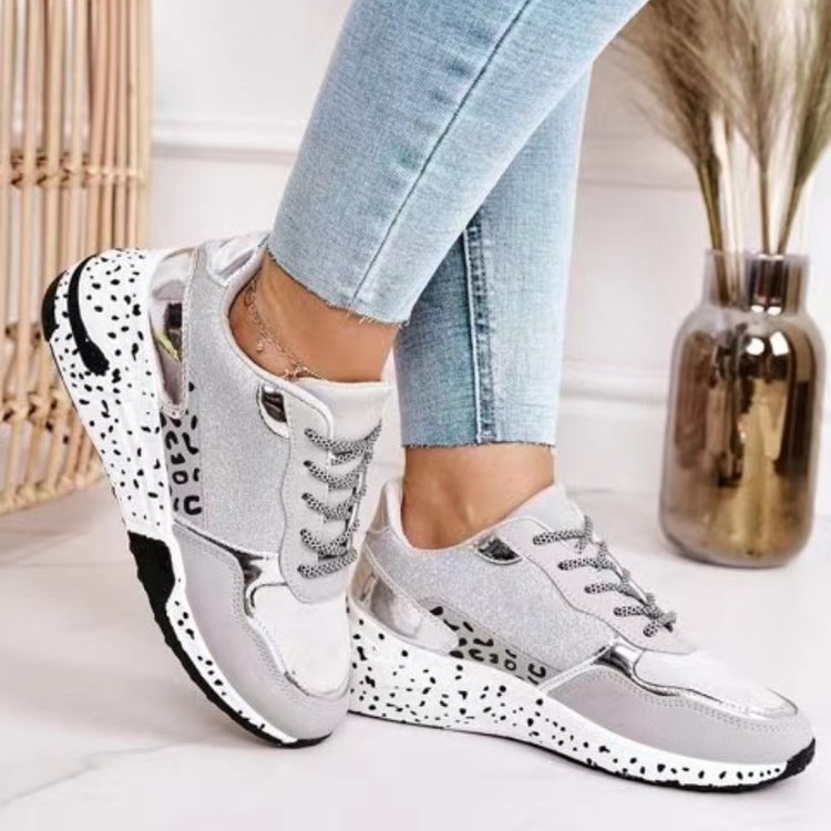 Baskets à plateforme et talon compensé, chaussures décontractées à lacets et maille - KaoKao
