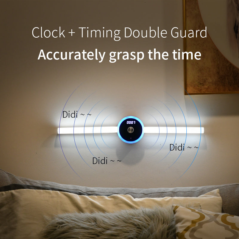 Lumière de cabinet intelligente avec horloge, capteur de lumière, lumière LED amovible pour armoire, interrupteur à balai manuel.