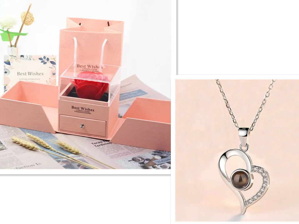 Cadeaux de Saint-Valentin en métal, boîte à bijoux, collier pour mariage, cadeaux de collier pour petite amie.