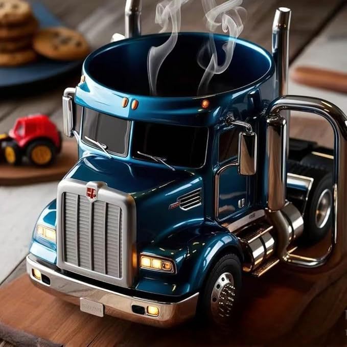 Durable Semi Truck Shaped Coffee Mug, Handcrafted Semi Truck Shaped Coffee Mug for Family.