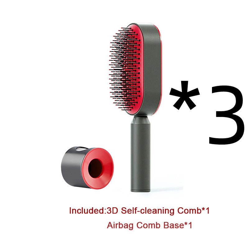 Self-cleaning hair brush for women, scalp massage brush with anti-hair loss airbag and one-touch cleaning, anti-static brush.