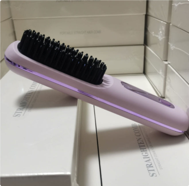 Brosse lissante sans fil 2 en 1, peigne à cheveux lisses, fer à lisser portable à chauffage rapide, boucleur chaud avec chargement USB.