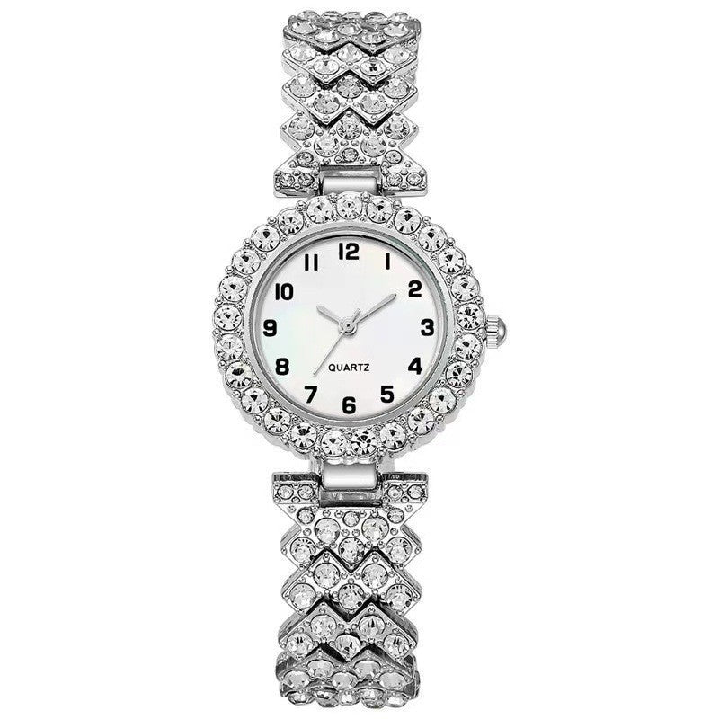 Bijoux de mode 2 pièces ensemble de montres de luxe pour femmes avec bracelet en argent, montre à quartz pour femmes, bracelet en alliage pour ensemble de bijoux pour dames, cadeau d'horloge. - KaoKao