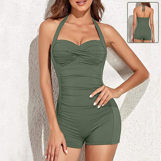 Bikini une pièce boxer couleur pure pour femme - KaoKao
