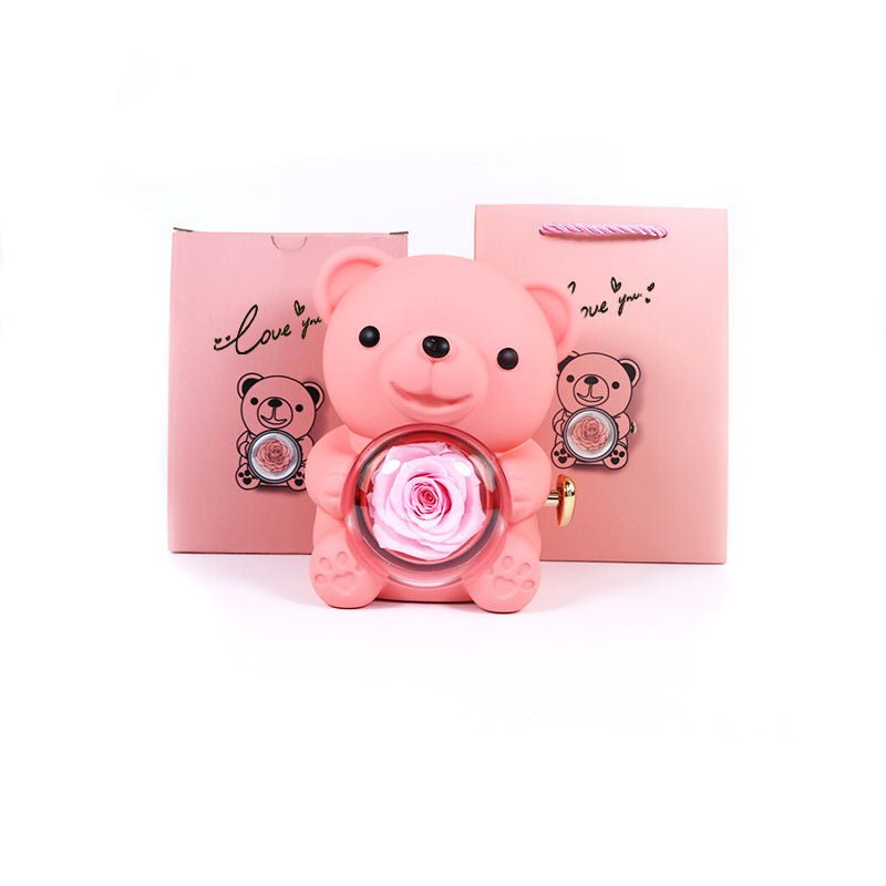 Boîte à bijoux en rose en forme d'ours rotatif - KaoKao