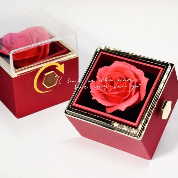 Boîte - cadeau de fleurs en savon rotatives, boîte créative de bijoux en rose rotative, cadeau de la Saint - Valentin pour femmes. - KaoKao