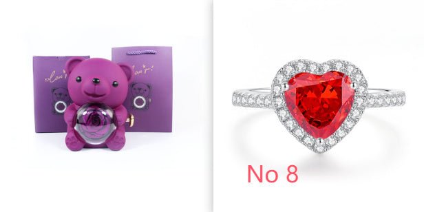 Boîte cadeau de nounours rose éternel avec collier, boîte à bijoux rose rotative, cadeau de Saint - Valentin, boîte de rangement pour femmes et petites amies. - KaoKao