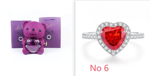 Boîte cadeau de nounours rose éternel avec collier, boîte à bijoux rose rotative, cadeau de Saint - Valentin, boîte de rangement pour femmes et petites amies. - KaoKao