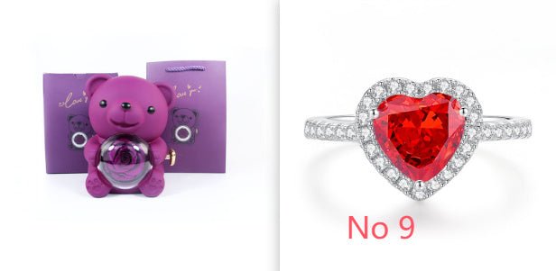 Boîte cadeau de nounours rose éternel avec collier, boîte à bijoux rose rotative, cadeau de Saint - Valentin, boîte de rangement pour femmes et petites amies. - KaoKao