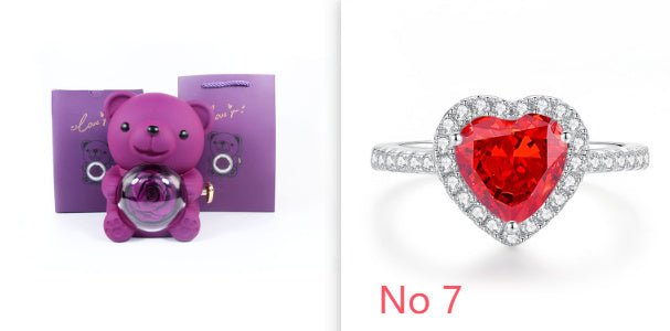 Boîte cadeau de nounours rose éternel avec collier, boîte à bijoux rose rotative, cadeau de Saint - Valentin, boîte de rangement pour femmes et petites amies. - KaoKao