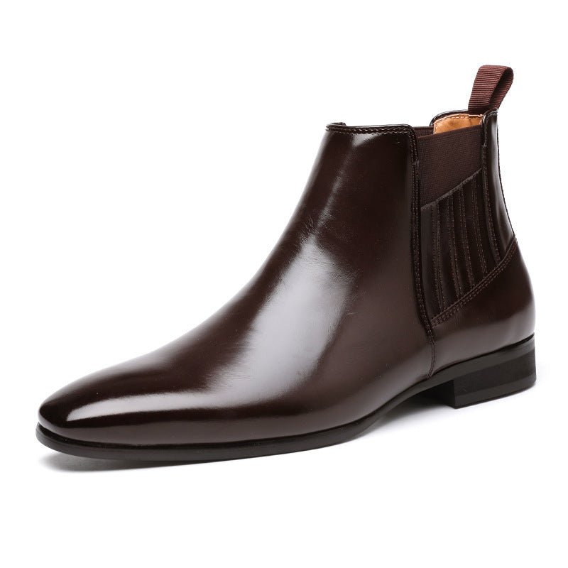 Bottes Chelsea à bout pointu pour hommes, mode britannique, talon carré, chaussures en cuir formelles pour affaires. - KaoKao