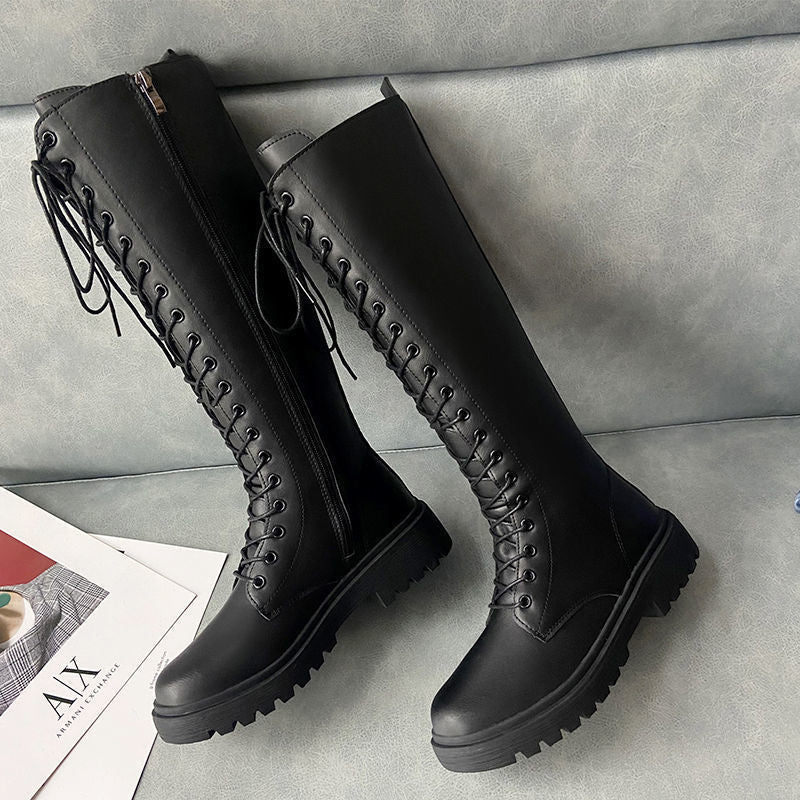 Bottes Martin pour femmes à talon épais, style britannique, avec sangle, pour l'automne et l'hiver. - KaoKao