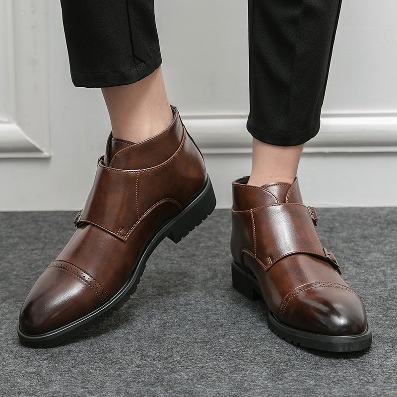 Bottes Martin rétro en cuir pointues et montantes pour hommes, décontractées et d'extérieur - KaoKao
