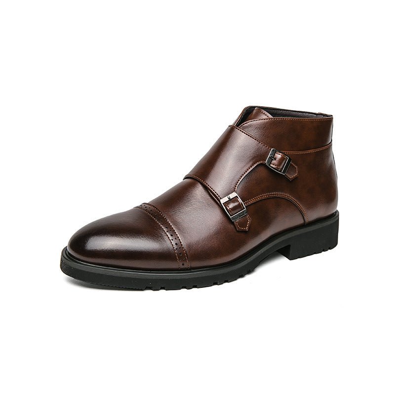 Bottes Martin rétro en cuir pointues et montantes pour hommes, décontractées et d'extérieur - KaoKao