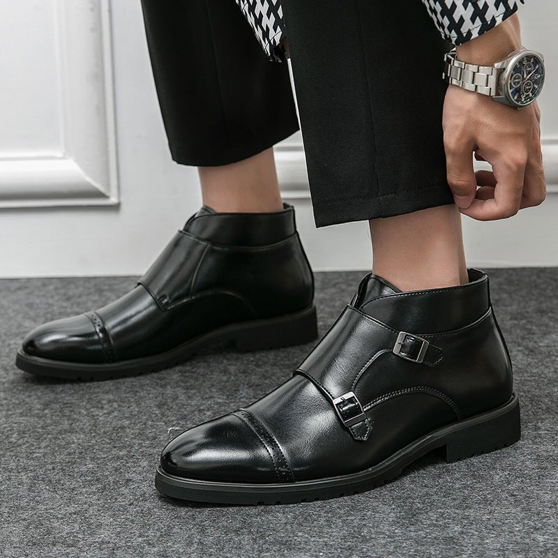Bottes Martin rétro en cuir pointues et montantes pour hommes, décontractées et d'extérieur - KaoKao