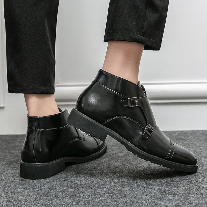 Bottes Martin rétro en cuir pointues et montantes pour hommes, décontractées et d'extérieur - KaoKao