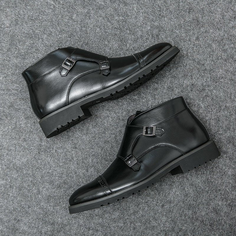 Bottes Martin rétro en cuir pointues et montantes pour hommes, décontractées et d'extérieur - KaoKao