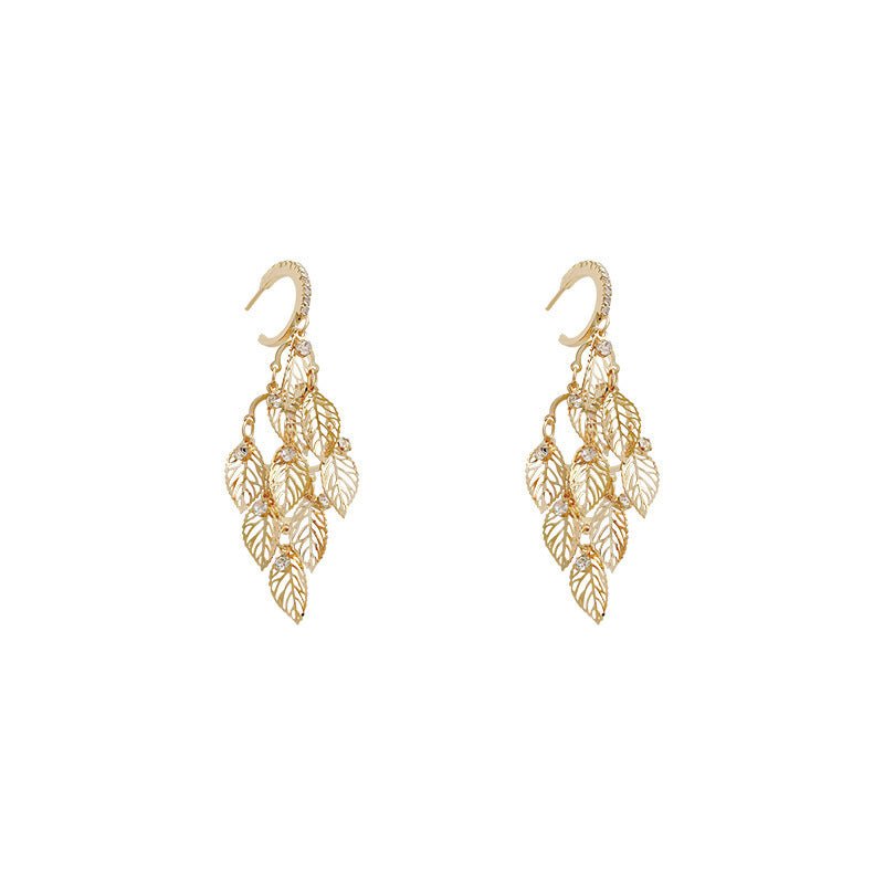 Boucles d'oreilles à franges en feuille d'or pour femmes, personnalité. - KaoKao