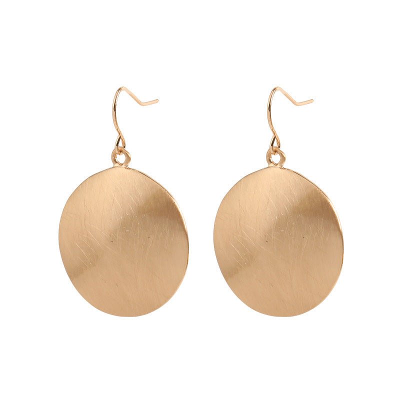 Boucles d'oreilles géométriques en alliage rond brossé de mode pour femmes, simple et de niche. - KaoKao