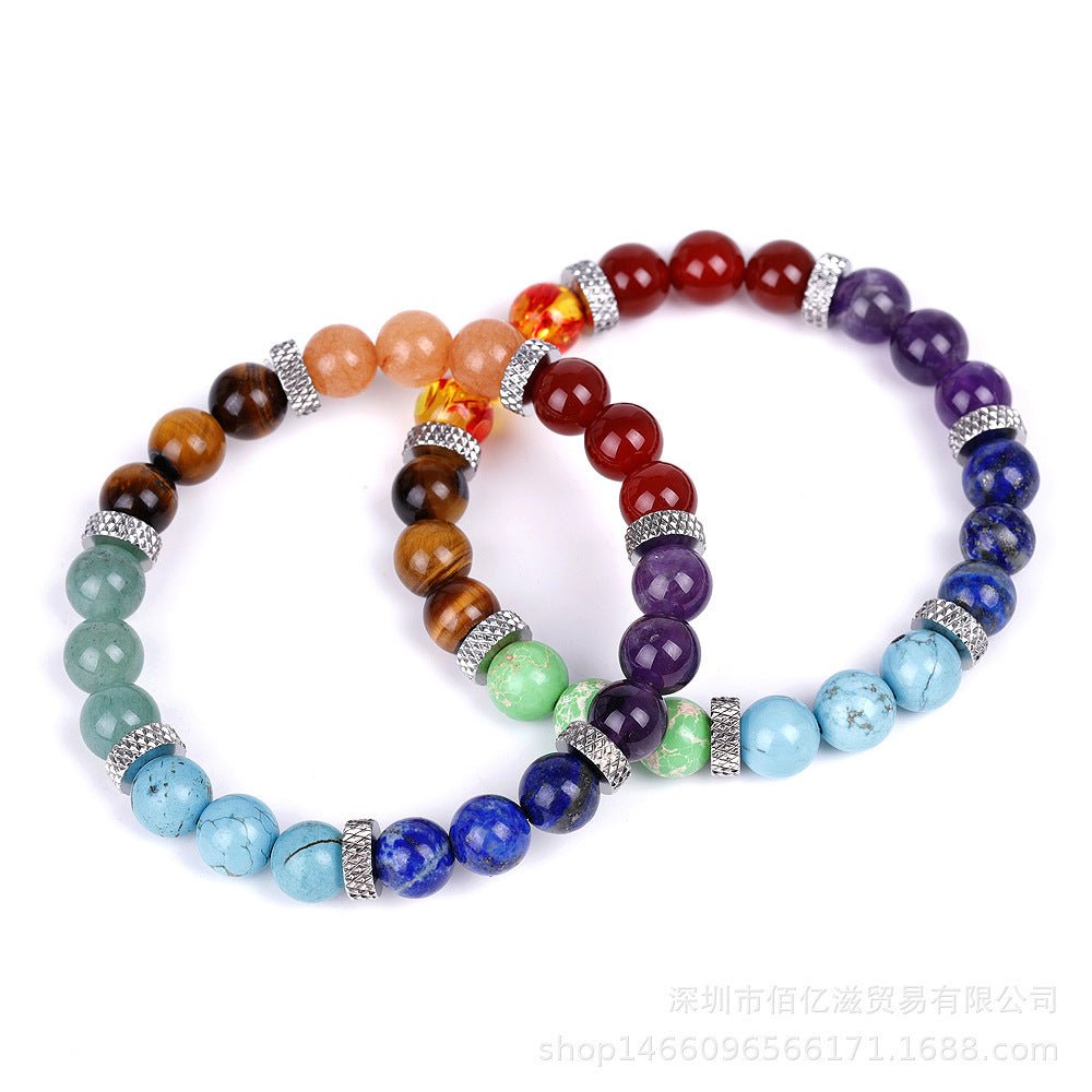 Bracelet de yoga énergétique en pierre naturelle colorée pour chakras - KaoKao