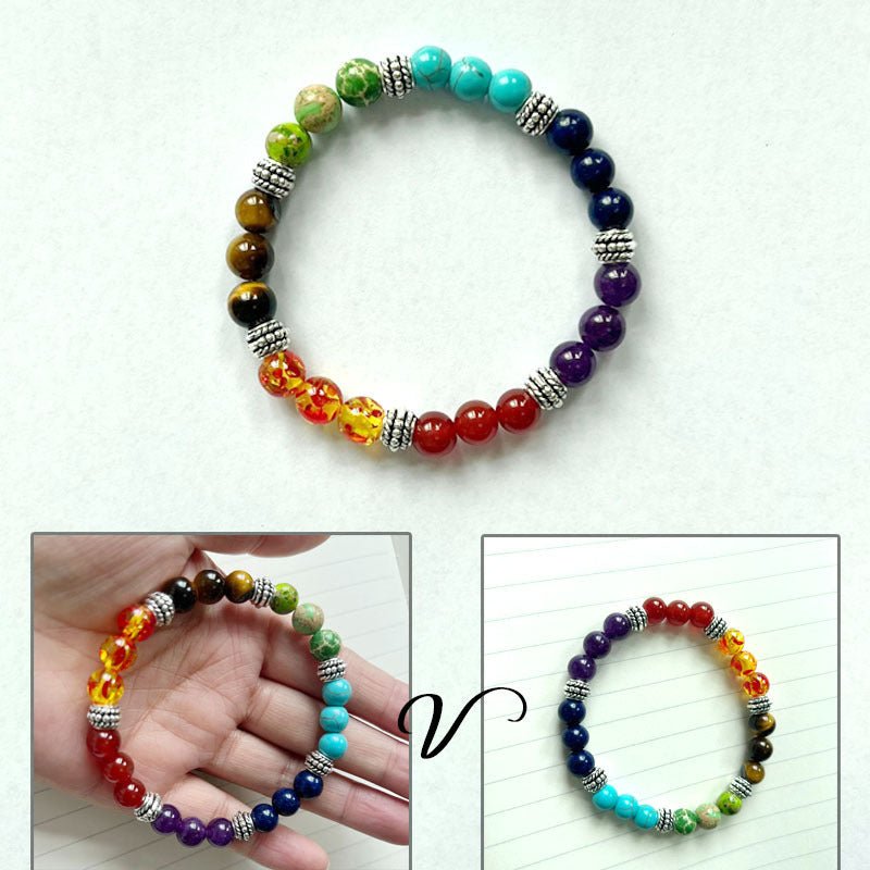 Bracelet de yoga énergétique en pierre naturelle colorée pour chakras - KaoKao
