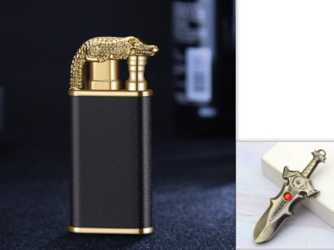 Briquet créatif en métal avec double flamme, résistant au vent, en forme de dauphin, dragon et tigre, briquet gonflable. - KaoKao