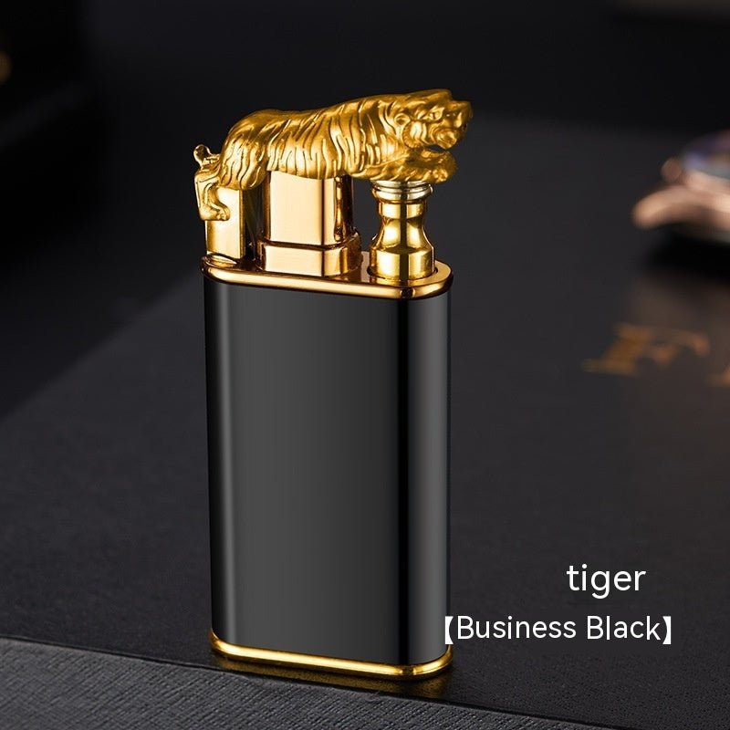 Briquet créatif en métal avec double flamme, résistant au vent, en forme de dauphin, dragon et tigre, briquet gonflable. - KaoKao