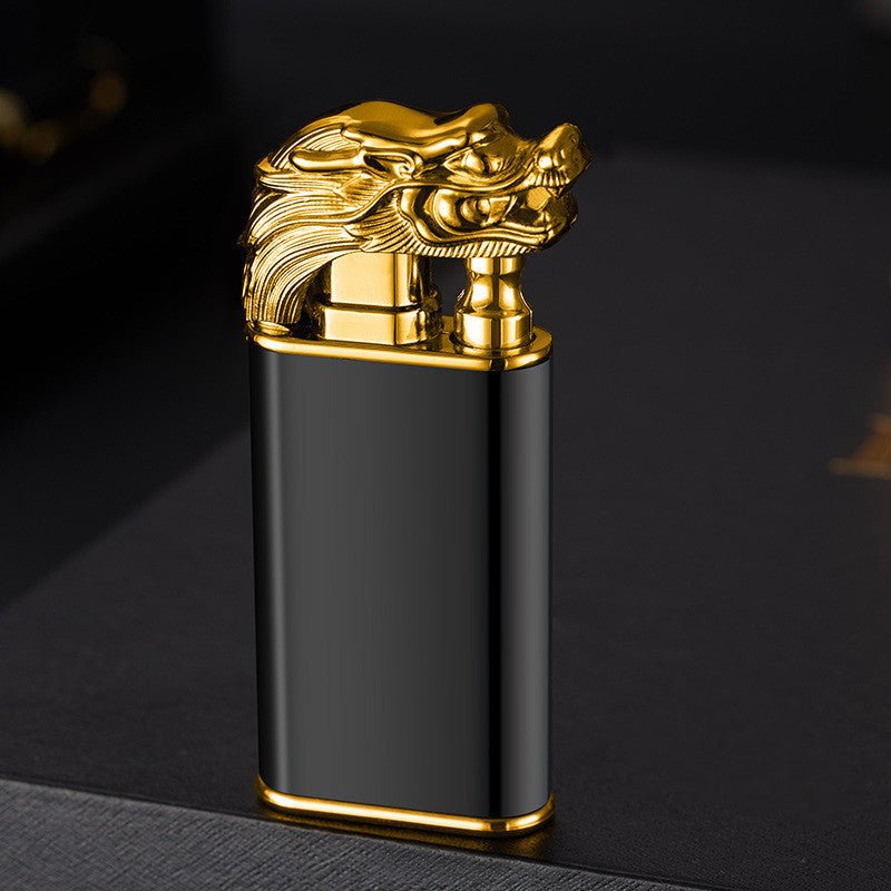 Briquet créatif en métal avec double flamme, résistant au vent, en forme de dauphin, dragon et tigre, briquet gonflable. - KaoKao