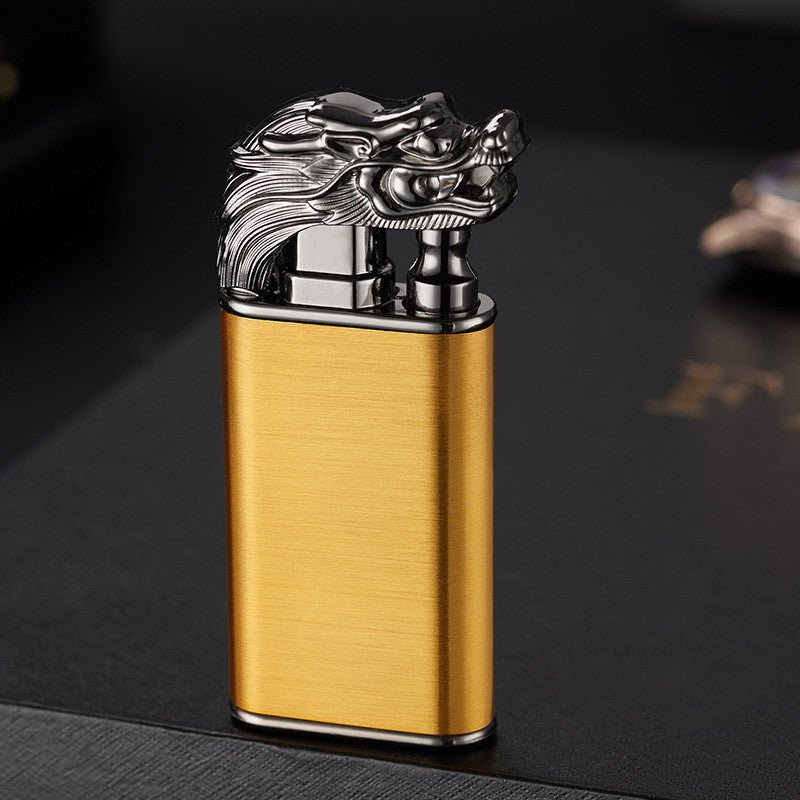 Briquet créatif en métal avec double flamme, résistant au vent, en forme de dauphin, dragon et tigre, briquet gonflable. - KaoKao