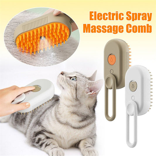 Brosse à vapeur pour chat, brosse à vapeur pour chien, brosse électrique 3 en 1 avec spray pour le toilettage des chats, peigne de massage, peignes pour l'élimination des poils, produits pour animaux de compagnie. - KaoKao