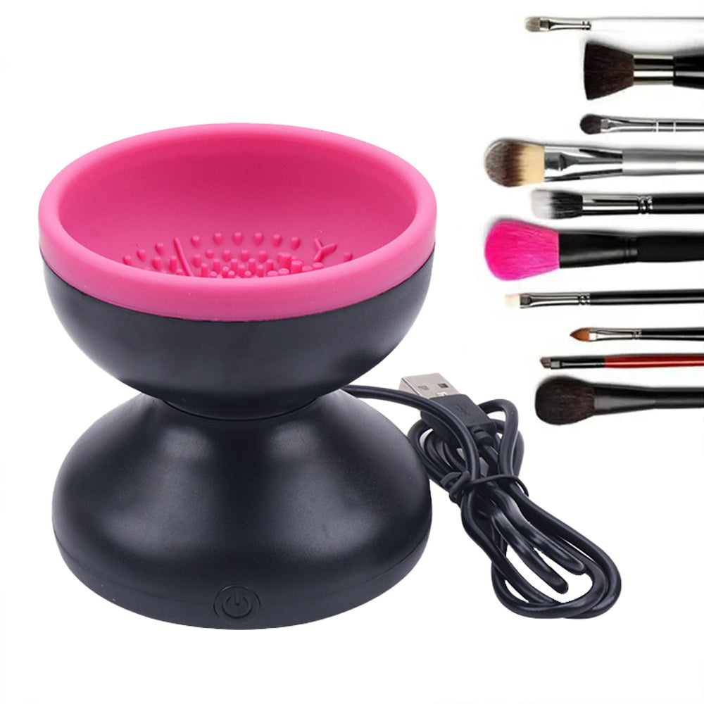 Machine de nettoyage de pinceaux de maquillage électrique portable automatique USB, outils de nettoyage de pinceaux cosmétiques pour tous les tailles de pinceaux de maquillage.