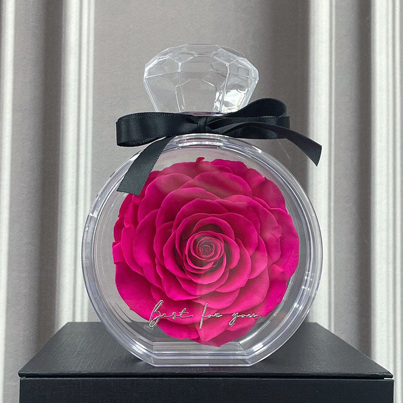 Ornements de fleurs naturelles éternelles avec couvercle transparent, boîte cadeau de rose séchée pour Noël, Nouvel An, Saint-Valentin, décoration intérieure.